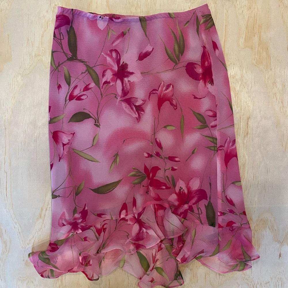 Floral Pink Ruffle Women's Skirt + Top